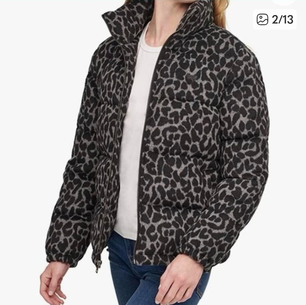 Levi's Black & Gray Leopard Print Puffer Jacket